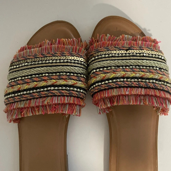 Aldo Nalani Multicolour Fringe embellished Flat Sandals -  6.5 - Picture 7 of 7